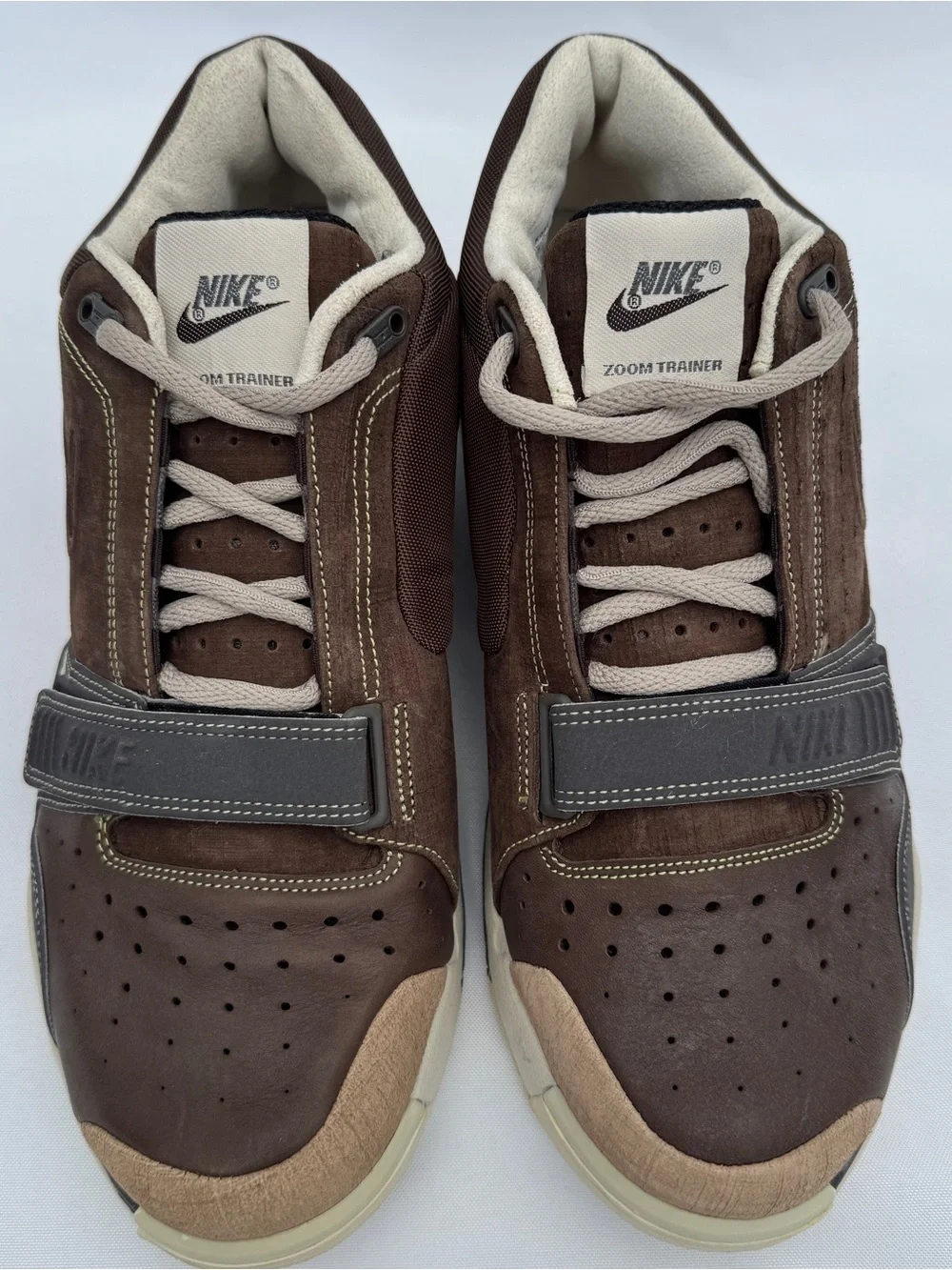 Nike Zoom Air Trainers Men’s Brown Leather Athletic Sneakers Sample size 9